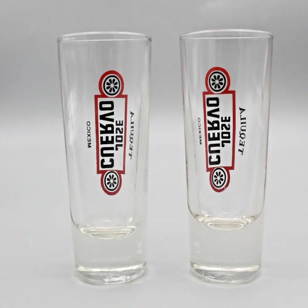 Vintage Jose Cuervo Tequila Mexico 2 Tall Shot Glasses